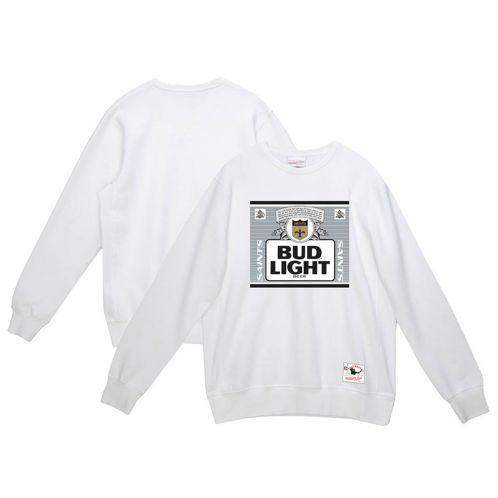 New Orleans Saints x Bud Light The Crest Pullover Sweatshirt White - Mitchell & Ness