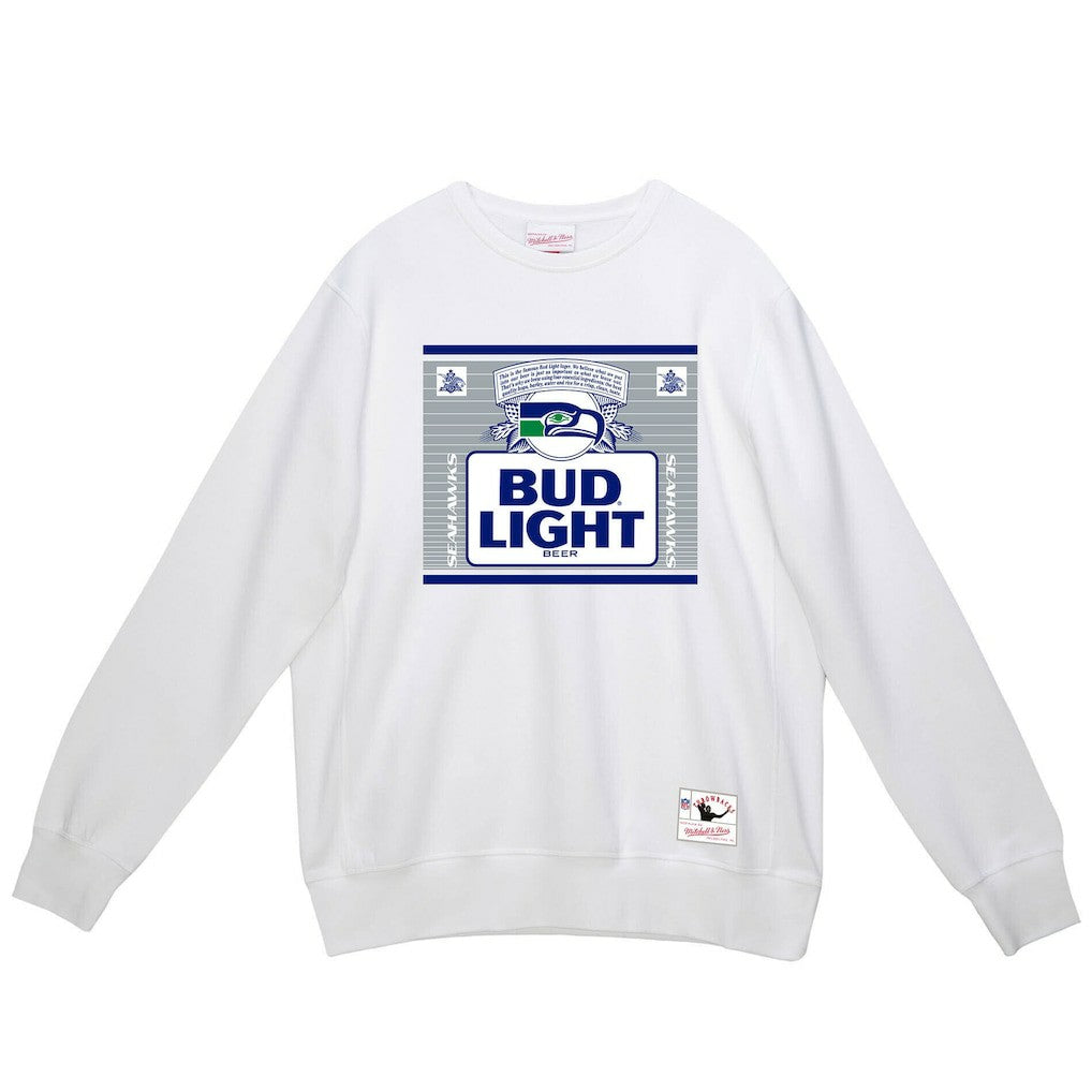 Seattle Seahawks x Bud Light The Crest Pullover Sweatshirt White - Mitchell & Ness