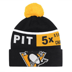 Pittsburgh Penguins Starter Chyron Commemorative Cuffed Knit Hat with Pom Black