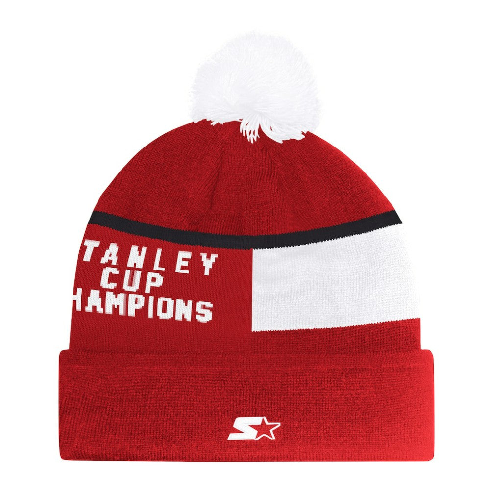 Detroit Red Wings - Starter Chyron Commemorative Cuffed Knit Hat with Pom Red