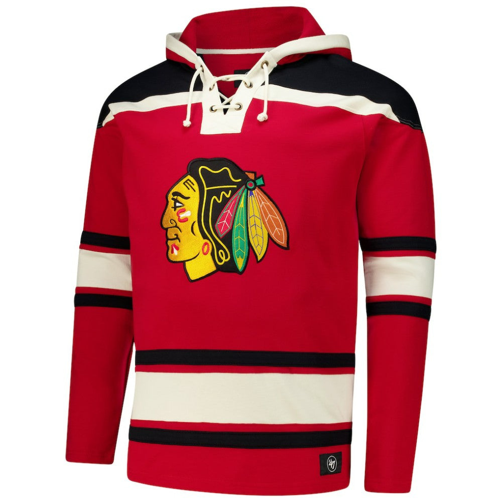 Connor Bedard Chicago Blackhawks '47 Big & Tall Lace-up Pullover Hoodie Red