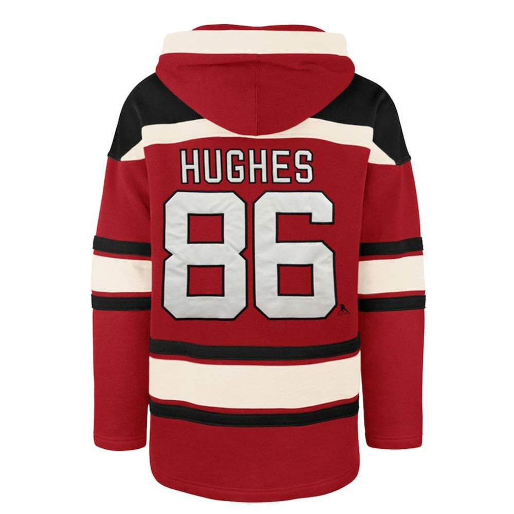 Jack Hughes New Jersey Devils - '47 Big & Tall Lace-up Pullover Hoodie Red