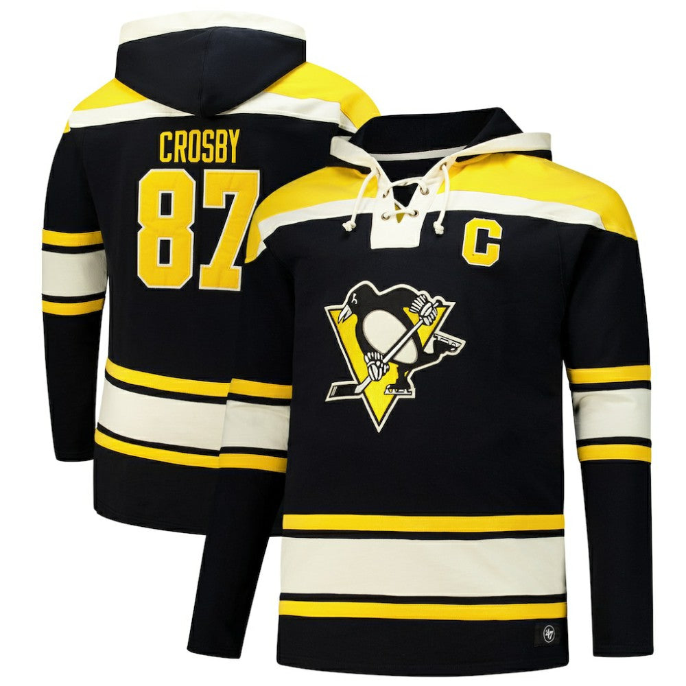 Sidney Crosby Pittsburgh Penguins '47 Big & Tall Lace-up Pullover Hoodie Black