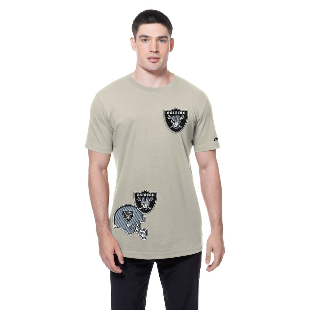 Las Vegas Raiders New Era Multi Patch T-Shirt Light Beige - NFL