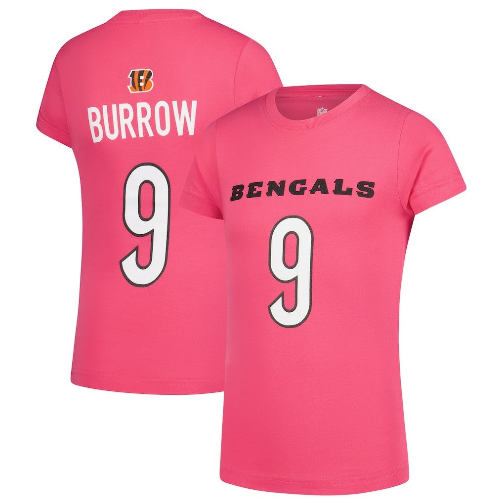 Joe Burrow Cincinnati Bengals Girls Youth Player Name & Number T-Shirt Pink - NFL