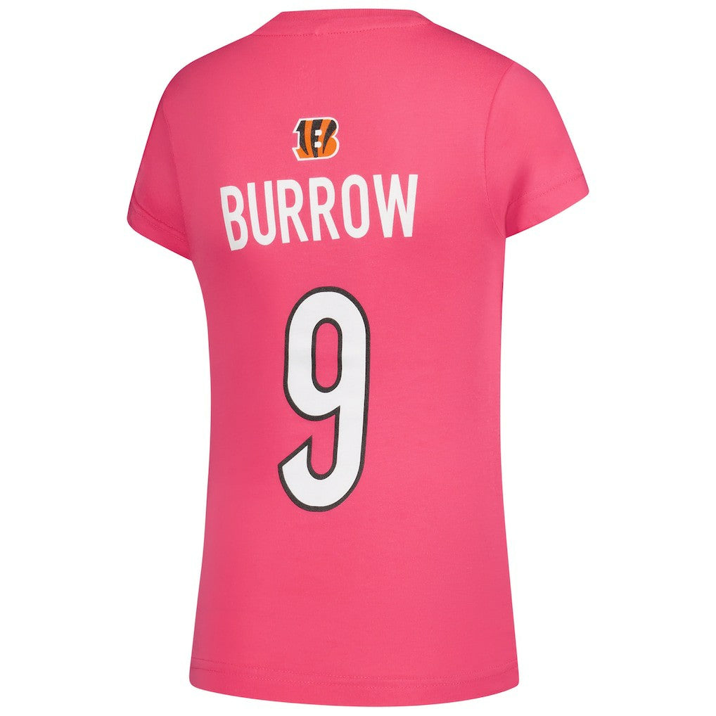 Joe Burrow Cincinnati Bengals Girls Youth Player Name & Number T-Shirt Pink - NFL