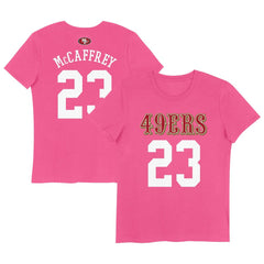 Christian McCaffrey San Francisco 49ers Girls Youth Player Name & Number T-Shirt Pink - NFL