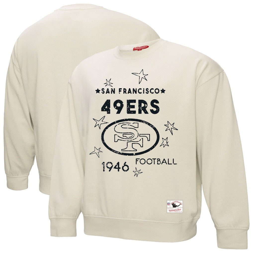 San Francisco 49ers Women's Shooting Stars Pullover Sweatshirt Cream - Mitchell & Ness