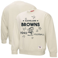 Cleveland Browns Women's Shooting Stars Pullover Sweatshirt Cream - Mitchell & Ness