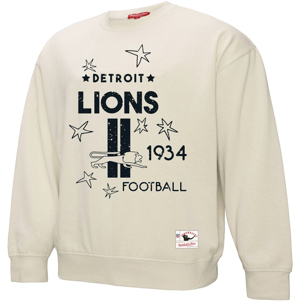 Detroit Lions Women's Shooting Stars Pullover Sweatshirt Cream - Mitchell & Ness