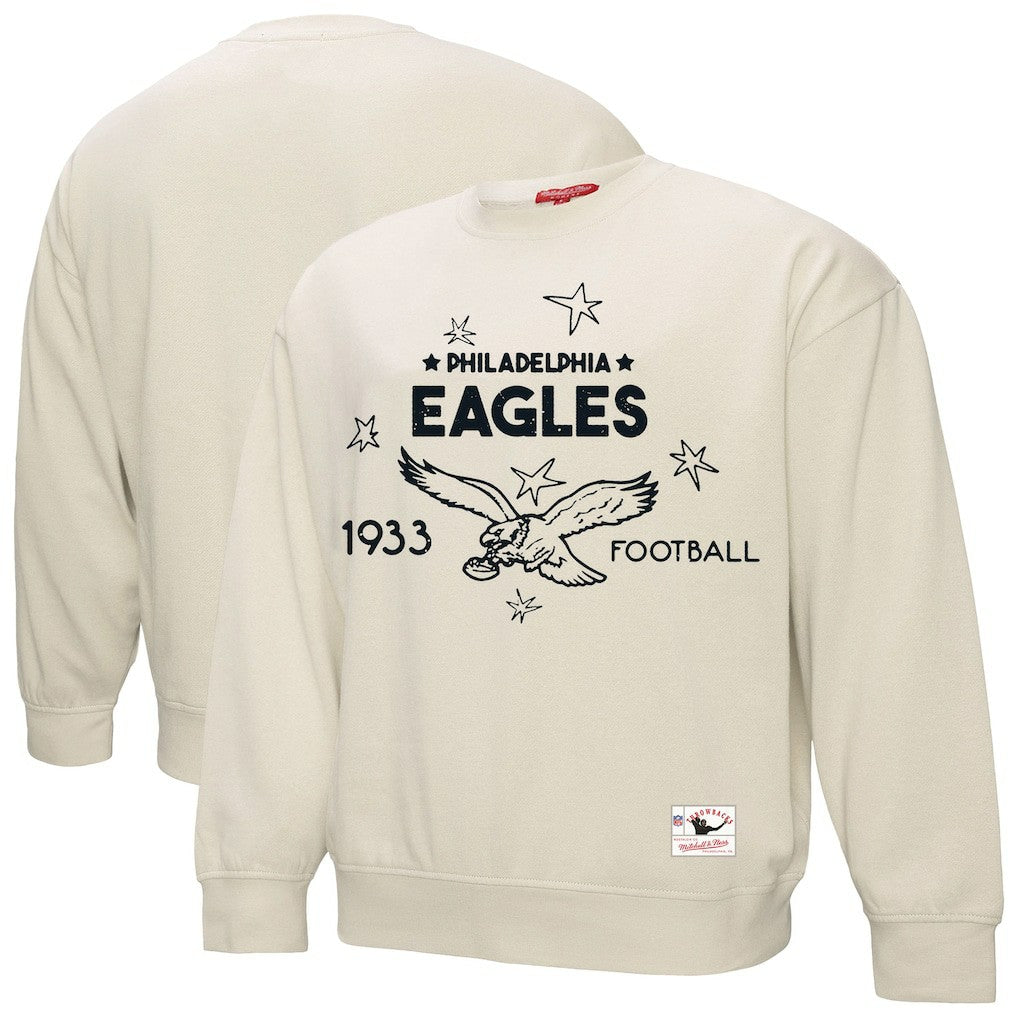 Philadelphia Eagles Women's Shooting Stars Pullover Sweatshirt Cream - Mitchell & Ness