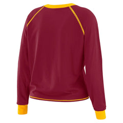 Washington Commanders WEAR by Erin Andrews Women's Plus Size Tie-Front Long Sleeve Top Burgundy/Gold - NFL