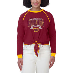 Washington Commanders WEAR by Erin Andrews Women's Plus Size Tie-Front Long Sleeve Top Burgundy/Gold - NFL