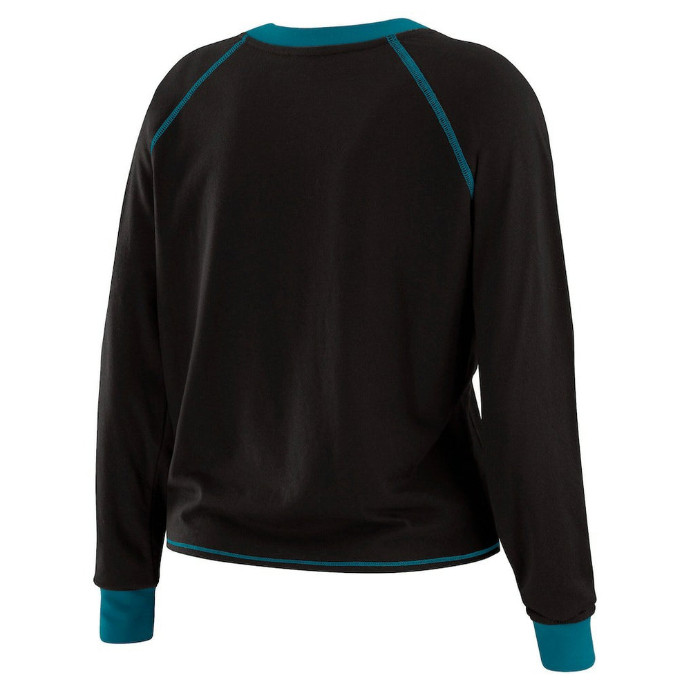 Jacksonville Jaguars WEAR by Erin Andrews Women's Plus Size Tie-Front Long Sleeve Top Black/Teal - NFL