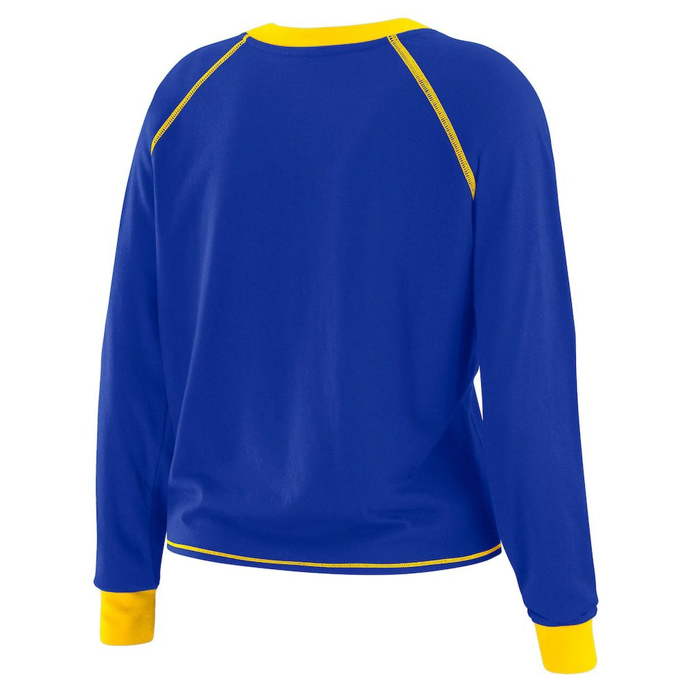 Los Angeles Rams WEAR by Erin Andrews Women's Plus Size Tie-Front Long Sleeve Top Royal/Gold - NFL