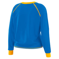 Los Angeles Chargers WEAR by Erin Andrews Women's Plus Size Tie-Front Long Sleeve Top Powder Blue/Gold - NFL