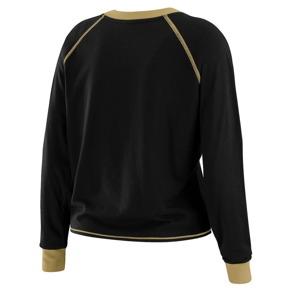 New Orleans Saints WEAR by Erin Andrews Women's Plus Size Tie-Front Long Sleeve Top Black/Gold - NFL