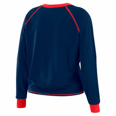 New York Giants WEAR by Erin Andrews Women's Plus Size Tie-Front Long Sleeve Top Royal/Red - NFL