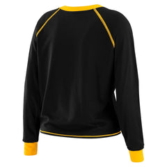 Pittsburgh Steelers WEAR by Erin Andrews Women's Plus Size Tie-Front Long Sleeve Top Black/Gold - NFL