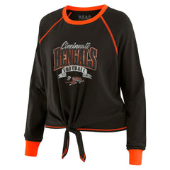 Cincinnati Bengals WEAR by Erin Andrews Women's Plus Size Tie-Front Long Sleeve Top Black/Orange - NFL