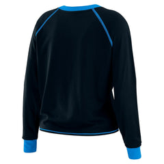 Carolina Panthers WEAR by Erin Andrews Women's Plus Size Tie-Front Long Sleeve Top Black/Blue - NFL