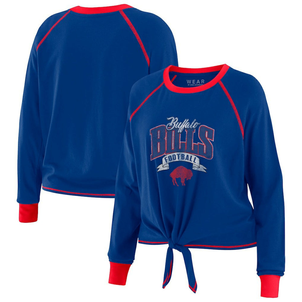 Buffalo Bills WEAR by Erin Andrews Women's Plus Size Tie-Front Long Sleeve Top Royal/Red - NFL