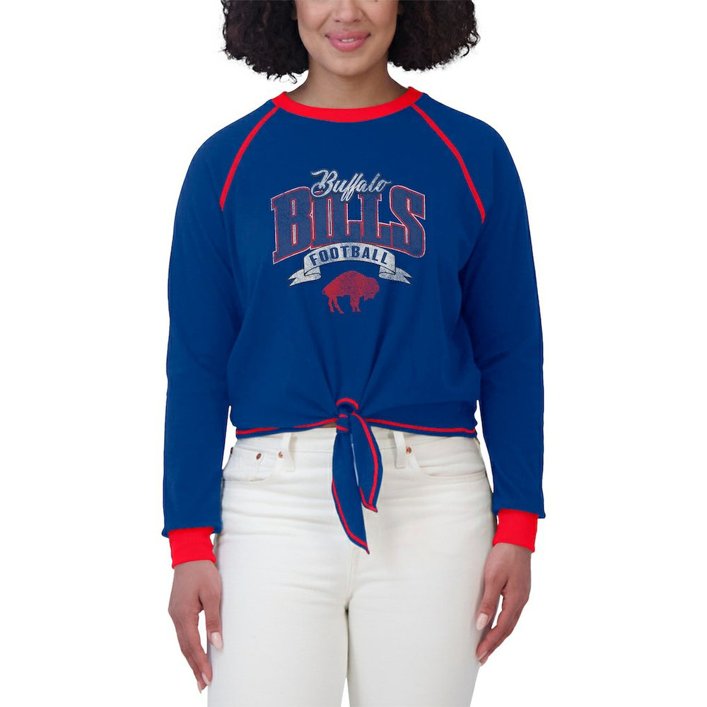 Buffalo Bills WEAR by Erin Andrews Women's Plus Size Tie-Front Long Sleeve Top Royal/Red - NFL
