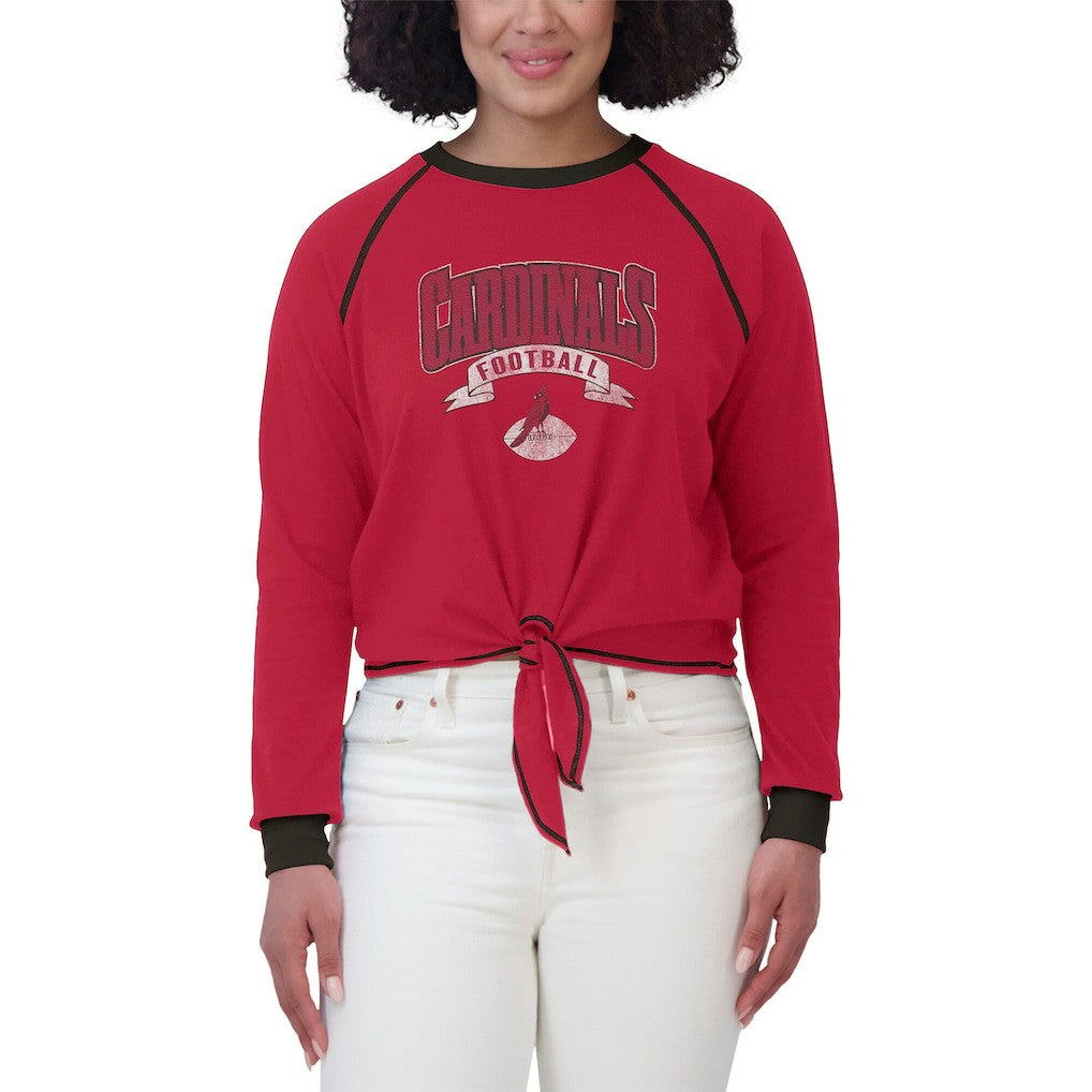 Arizona Cardinals WEAR by Erin Andrews Women's Plus Size Tie-Front Long Sleeve Top Cardinal/Black - NFL