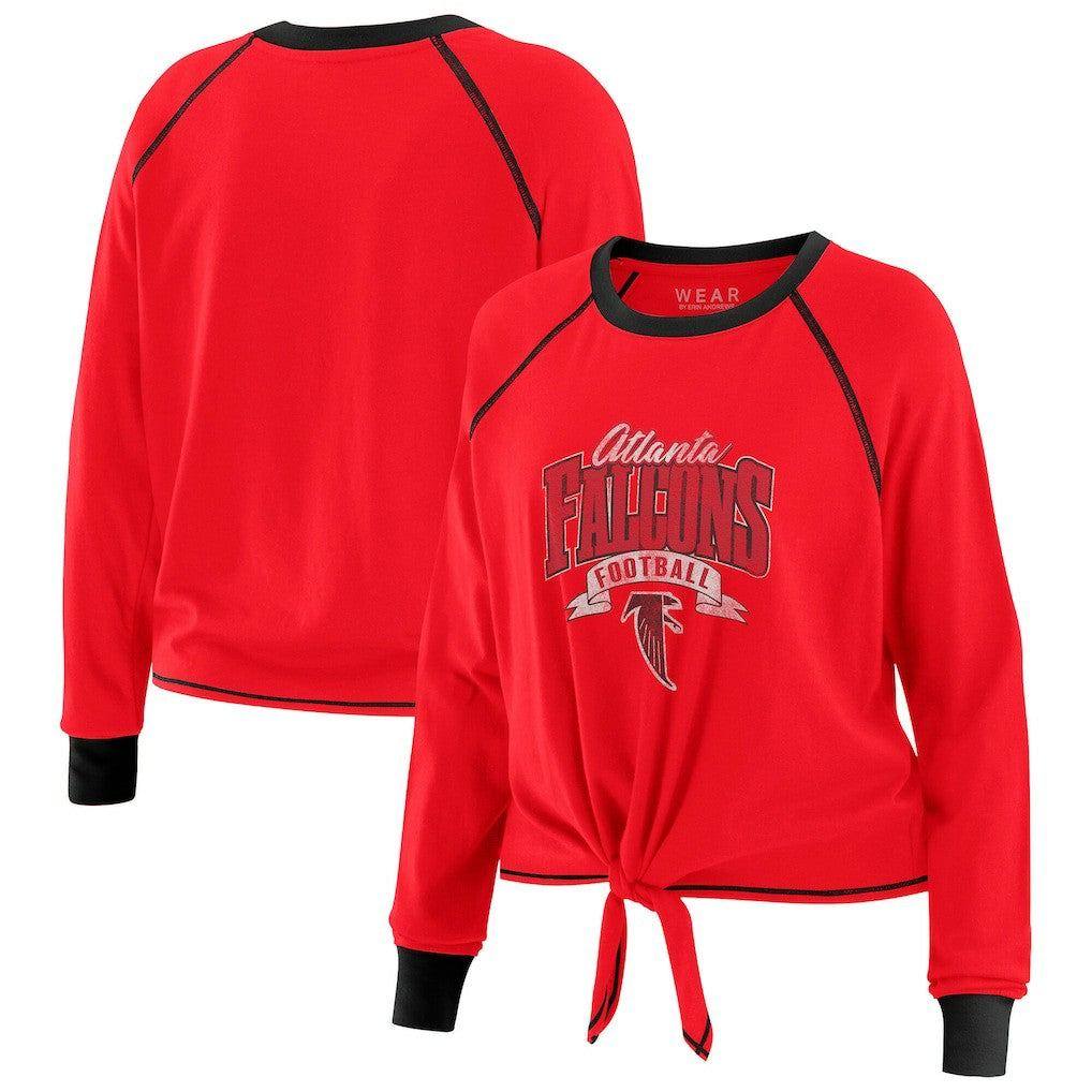 Atlanta Falcons WEAR by Erin Andrews Women's Plus Size Tie-Front Long Sleeve Top Red/Black - NFL