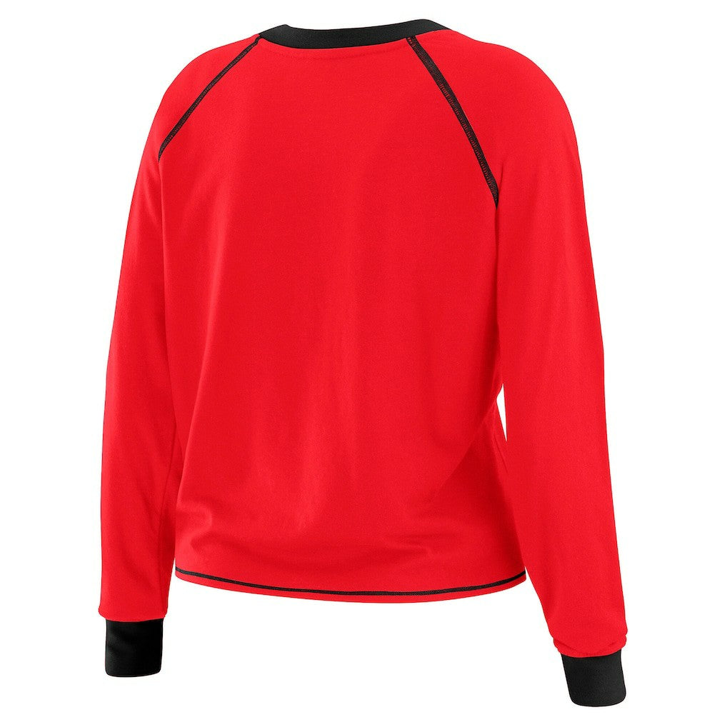 Atlanta Falcons WEAR by Erin Andrews Women's Plus Size Tie-Front Long Sleeve Top Red/Black - NFL