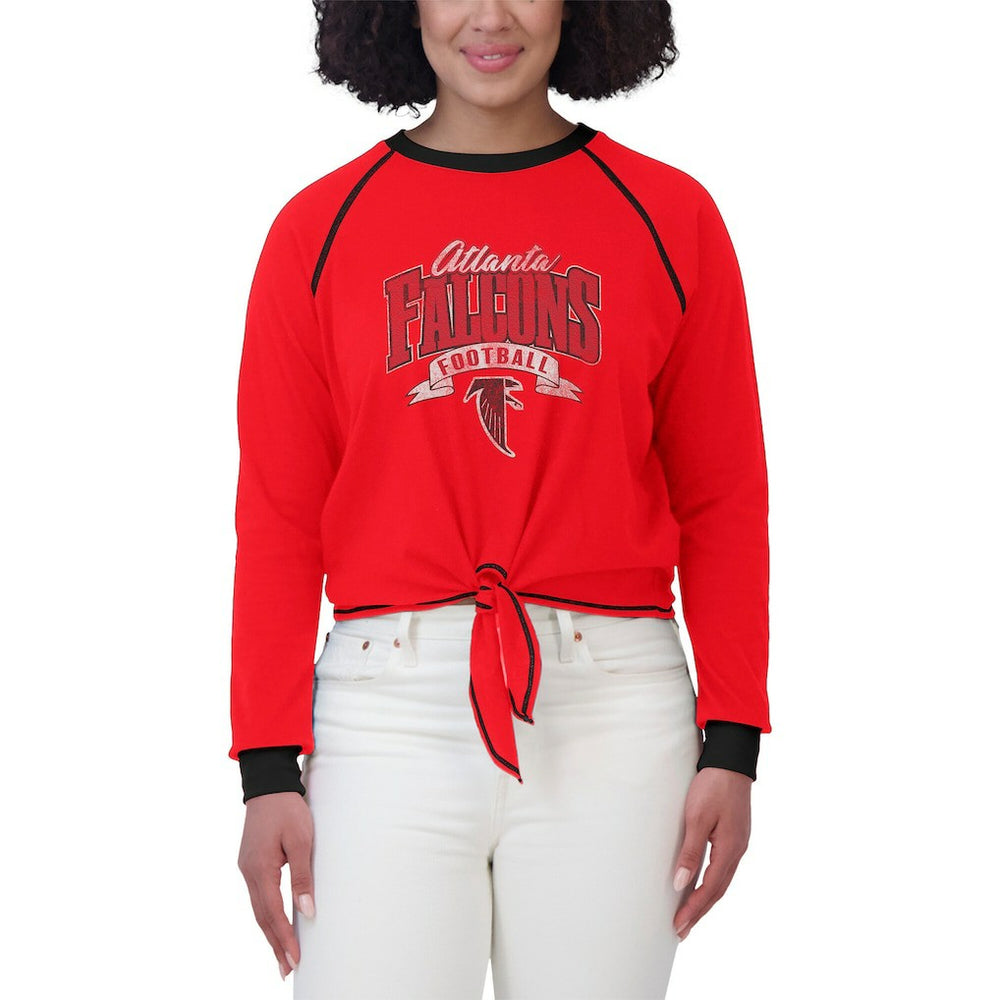 Atlanta Falcons WEAR by Erin Andrews Women's Plus Size Tie-Front Long Sleeve Top Red/Black - NFL