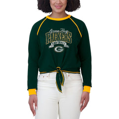 Green Bay Packers WEAR by Erin Andrews Women's Plus Size Tie-Front Long Sleeve Top Green/Gold - NFL
