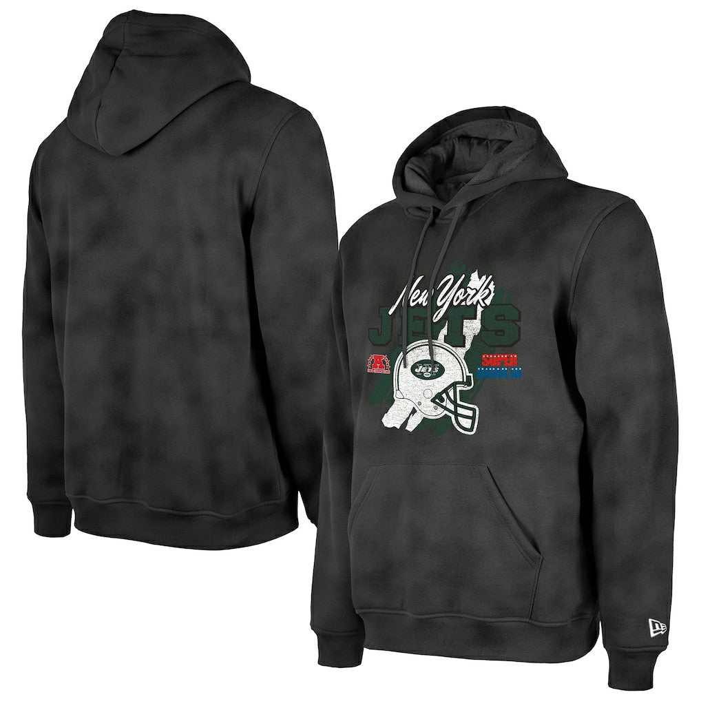 New York Jets New Era Identity Helmet Enzyme Washed Pullover Hoodie Black - NFL