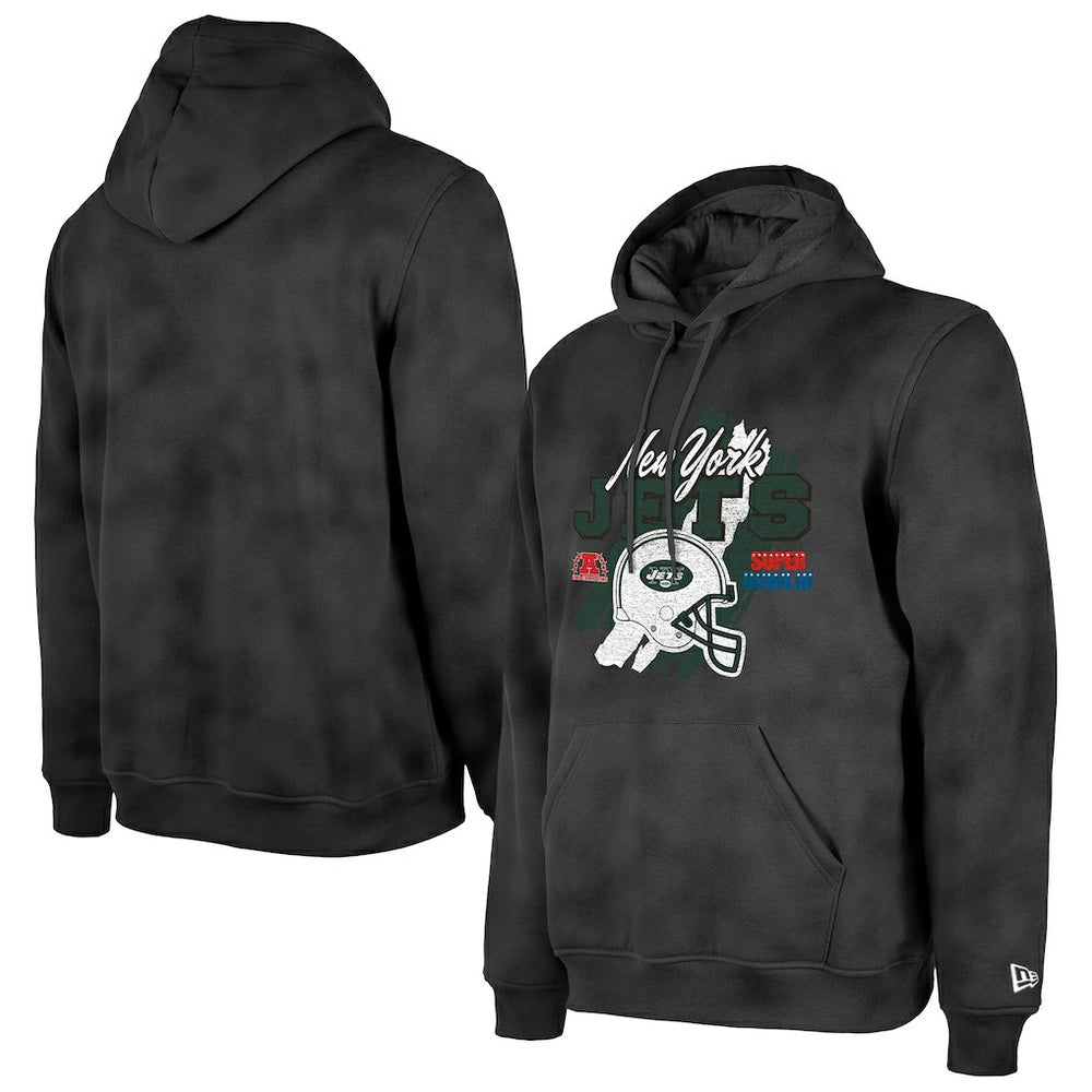 New York Jets New Era Identity Helmet Enzyme Washed Pullover Hoodie Black - NFL