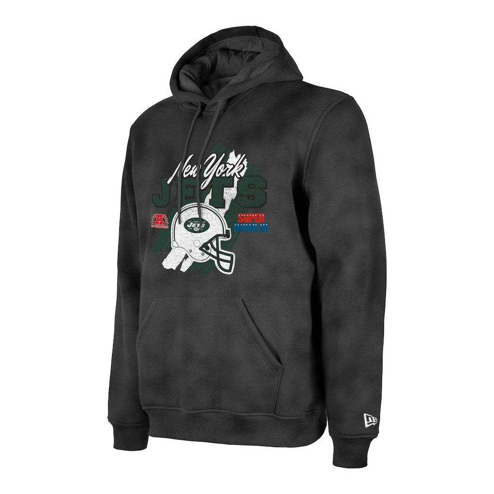 New York Jets New Era Identity Helmet Enzyme Washed Pullover Hoodie Black - NFL