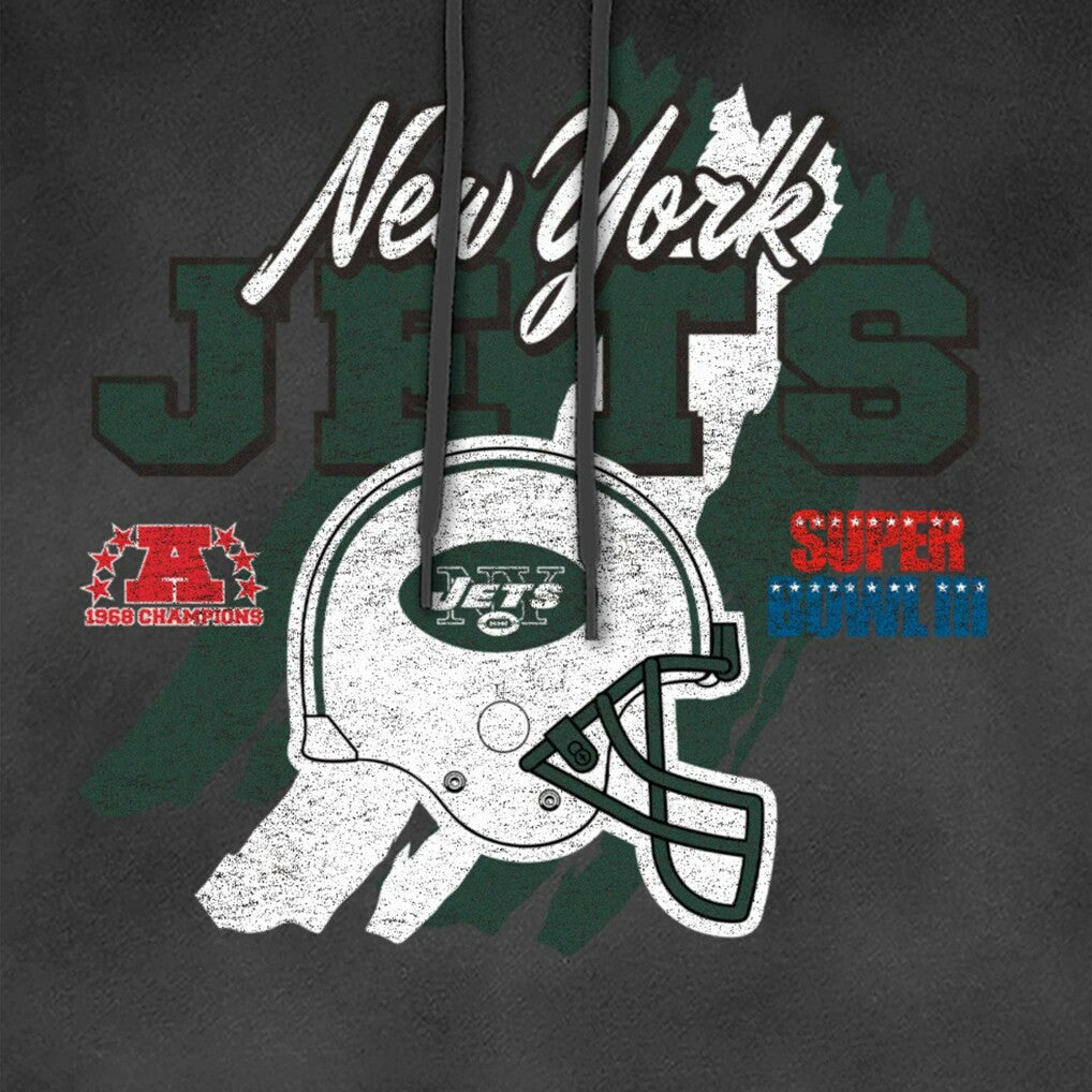 New York Jets New Era Identity Helmet Enzyme Washed Pullover Hoodie Black - NFL