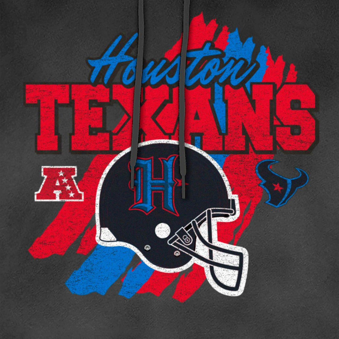 Houston Texans New Era Identity Helmet Enzyme Washed Pullover Hoodie Black - NFL