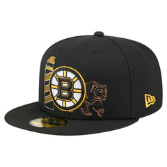 Boston Bruins New Era State Stitch 59FIFTY Fitted Hat Black