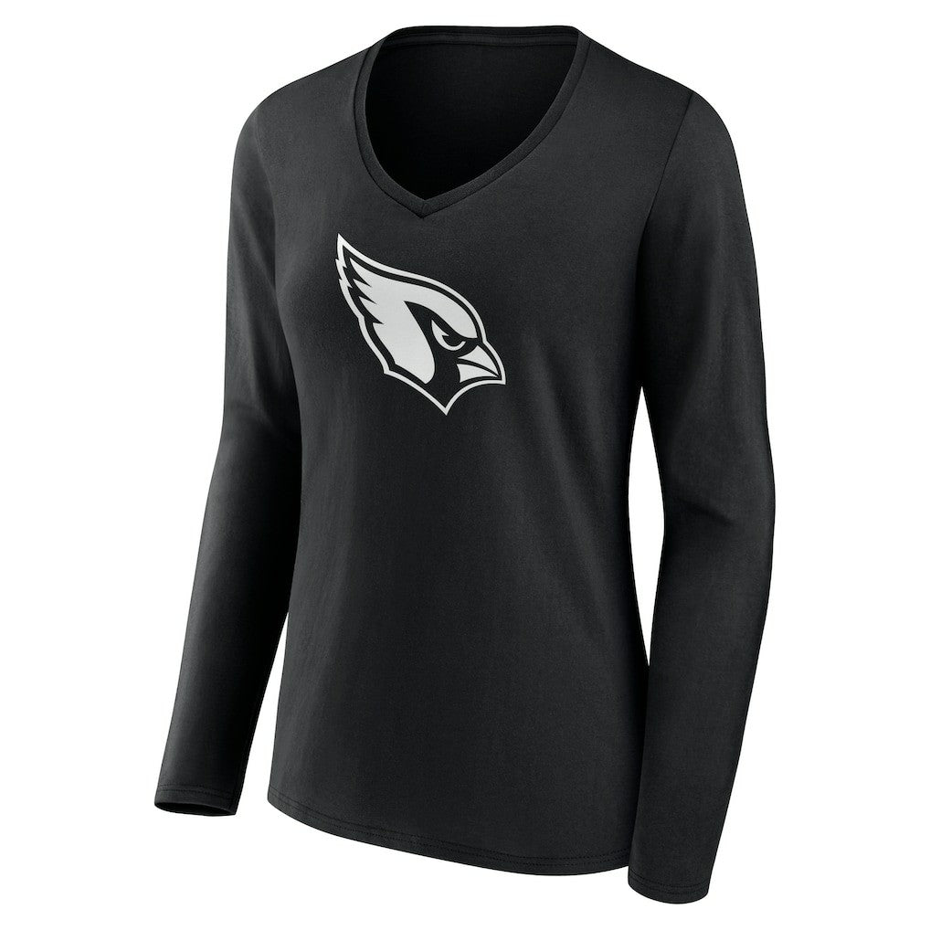 Arizona Cardinals Women's Personalized Name & Number Monochrome Long Sleeve V-Neck T-Shirt Black - NFL
