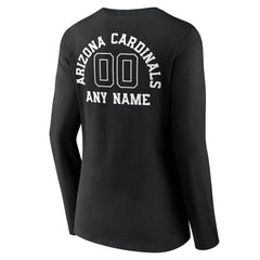 Arizona Cardinals Women's Personalized Name & Number Monochrome Long Sleeve V-Neck T-Shirt Black - NFL