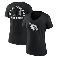Arizona Cardinals Women's Personalized Name & Number Monochrome V-Neck T-Shirt Black - NFL