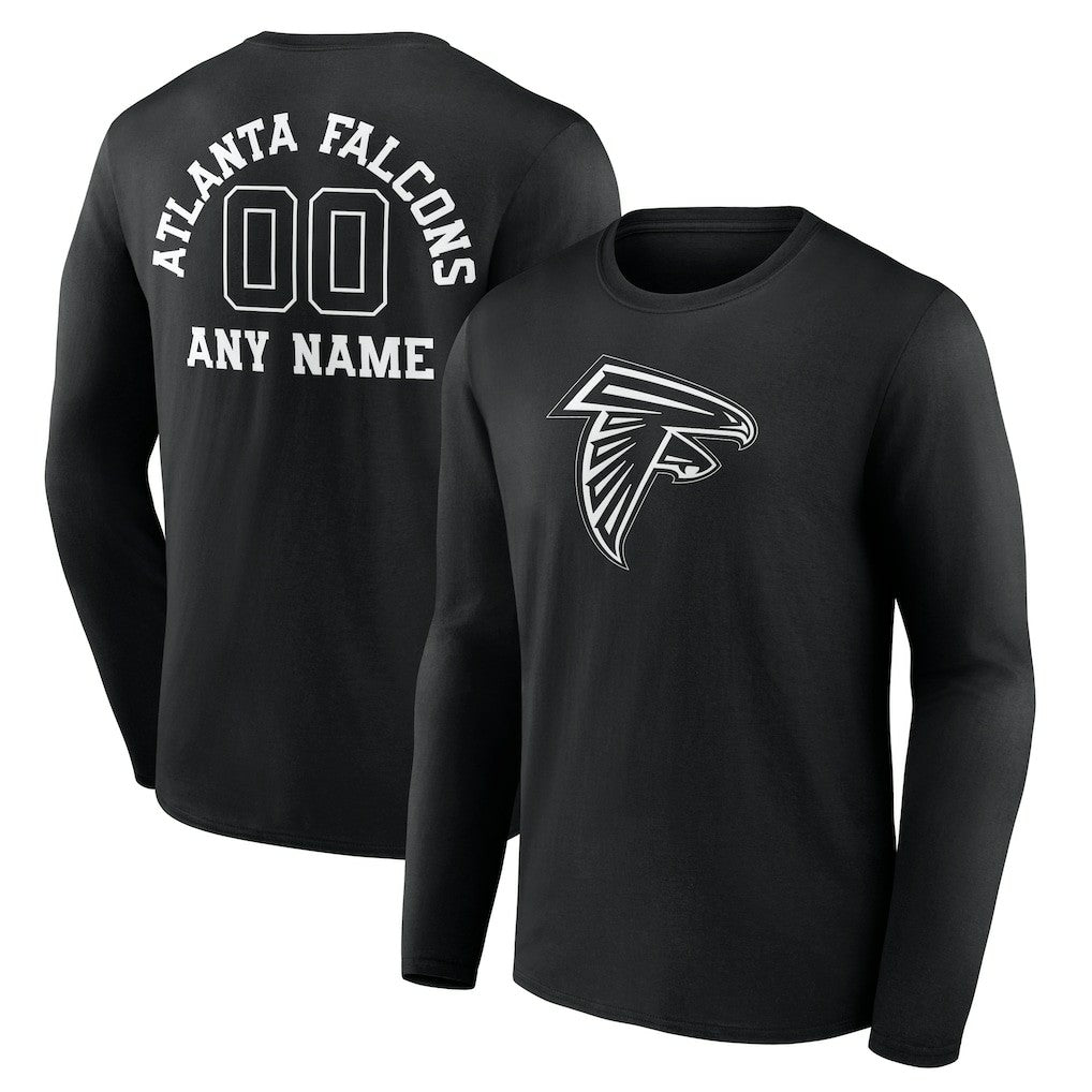 Atlanta Falcons Personalized Name & Number Monochrome Long Sleeve T-Shirt Black - NFL