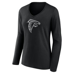 Atlanta Falcons Women's Personalized Name & Number Monochrome Long Sleeve V-Neck T-Shirt Black - NFL