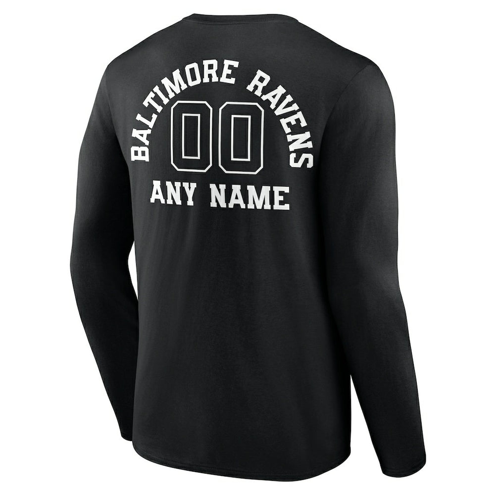 Baltimore Ravens Personalized Name & Number Monochrome Long Sleeve T-Shirt Black - NFL
