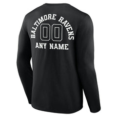 Baltimore Ravens Personalized Name & Number Monochrome Long Sleeve T-Shirt Black - NFL