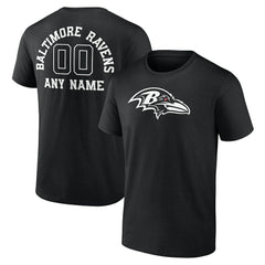 Baltimore Ravens Personalized Name & Number Monochrome T-Shirt Black - NFL