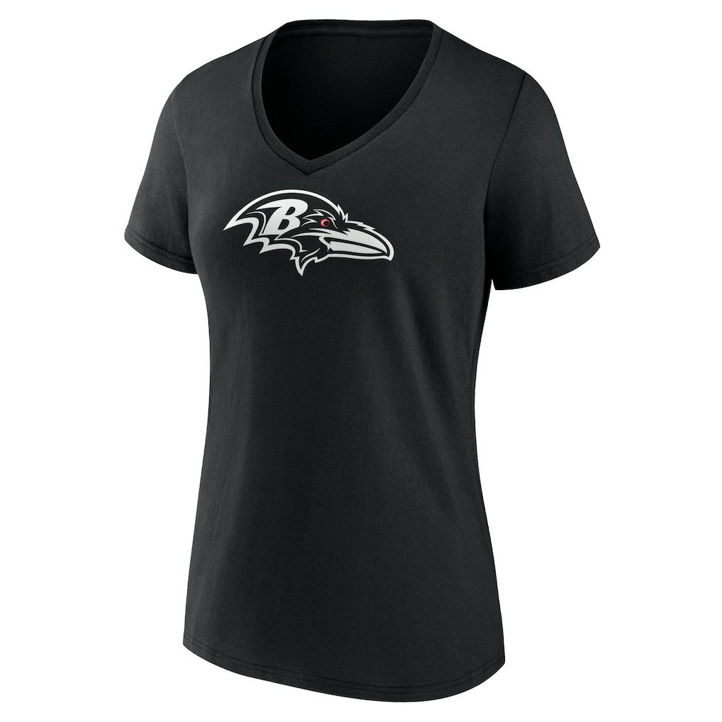 Baltimore Ravens Women's Personalized Name & Number Monochrome V-Neck T-Shirt Black - NFL