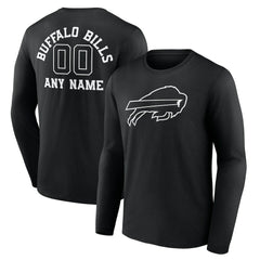 Buffalo Bills Personalized Name & Number Monochrome Long Sleeve T-Shirt Black - NFL