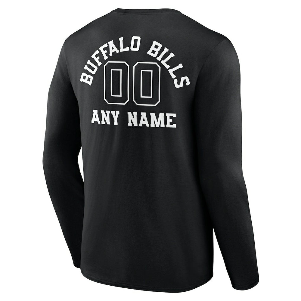 Buffalo Bills Personalized Name & Number Monochrome Long Sleeve T-Shirt Black - NFL