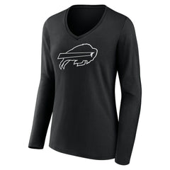 Buffalo Bills Women's Personalized Name & Number Monochrome Long Sleeve V-Neck T-Shirt Black - NFL